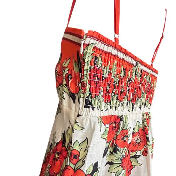 Alemais Amelie Dress Red Poppy Linen Maxi Size 4 Floral Sundress - Picture 8 of 13